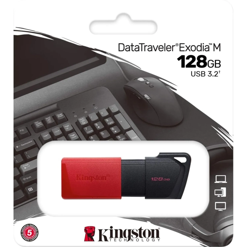 Флеш-память Kingston DataTraveler Exodia M, 128Гб, USB 3.2 gen.1 красный