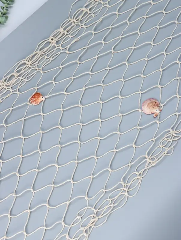 Сетка с ракушками, хлопок, 250х150 см, беж