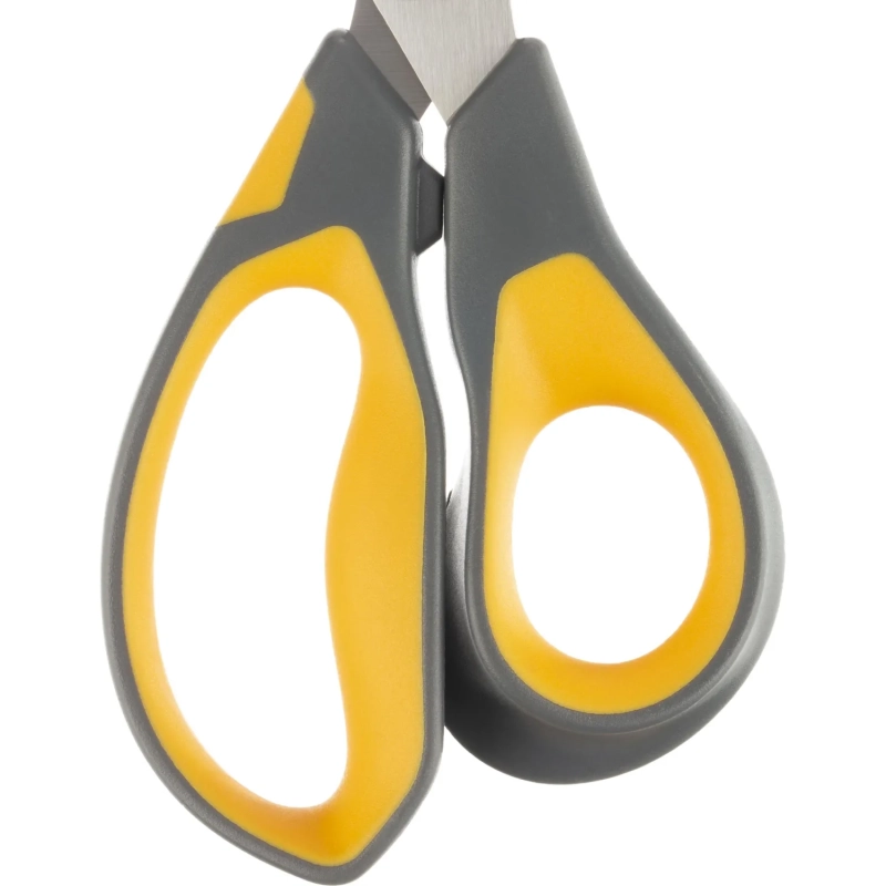 Ножницы Deli E77762 Yellow 210мм,прорезин.ручки желт-сер,лезвия сталь,блист