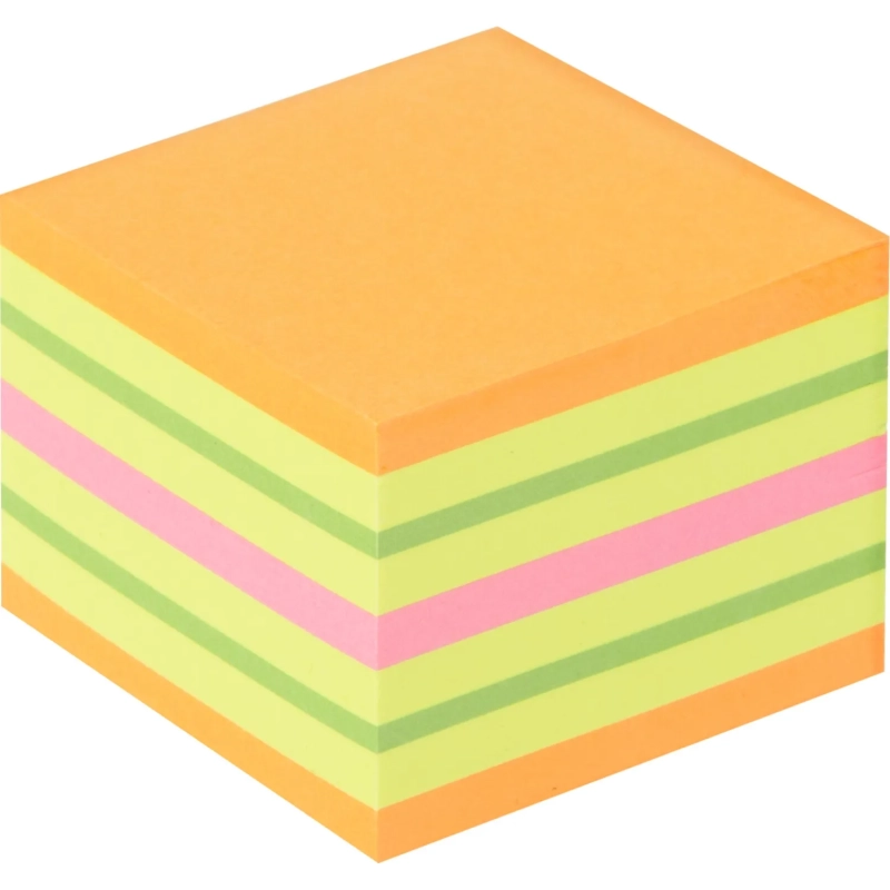 Стикеры Kores CUBO 50x50мм,смешан.неон.цв (оранж,желт,зелен,роз) 400л 48460