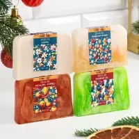 Мыло для рук 4 шт., хвойный лес, апельсин-корица, имбирный пряник, ваниль, по 80 г