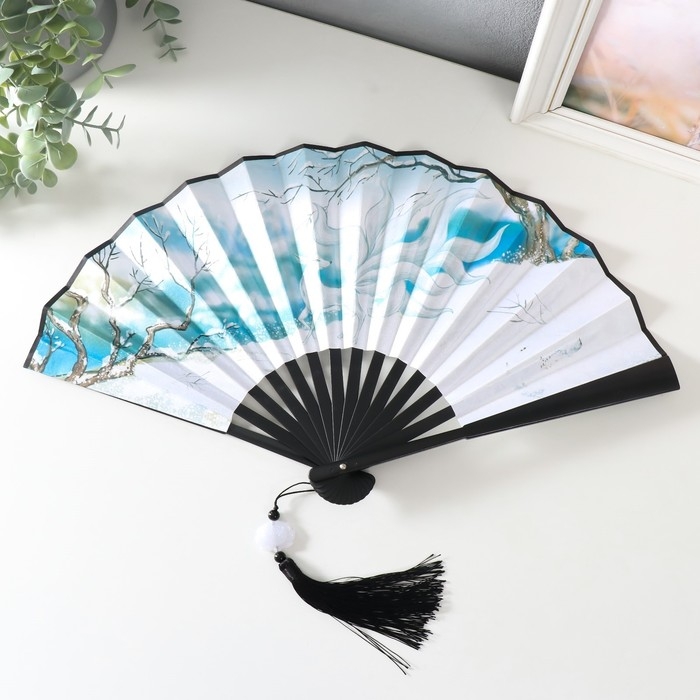 Веер пластик, текстиль h=27 см  Веер пластик, текстиль h=27 см "Девятихвостый лис" с кисточкой