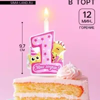 Свеча в торт &laquo;Мне годик!&raquo; с жирафом и совой, 9.7 см, 12 мин, 40 г