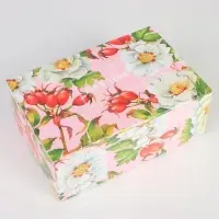 Коробка подарочная сборная, упаковка, &laquo;Цветы&raquo;, 18 х 12 х 8 см