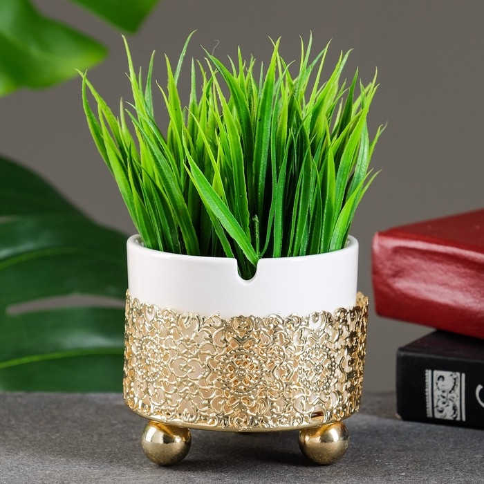 Кашпо на подставке  Кашпо на подставке "Алис" белое, 9х8,5см