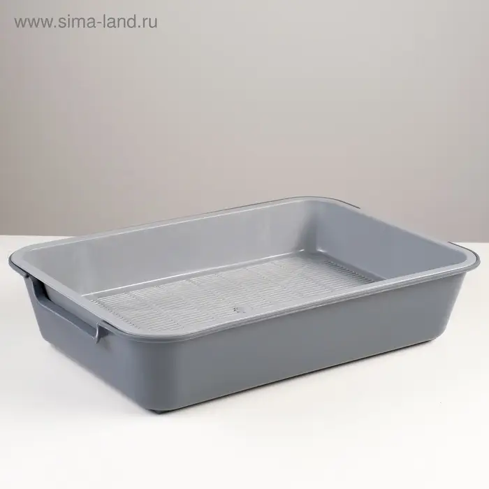 Туалет для кошек &laquo;Белла&raquo;, 37&times;27&times;8 см, с сеткой, пластик, серый