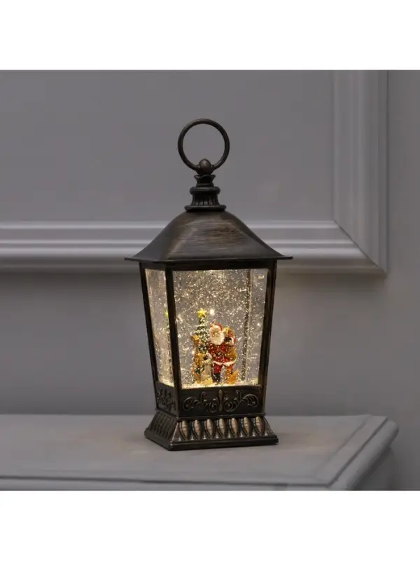 Светодиодная фигура &laquo;Фонарь с Дедом Морозом&raquo; 12&times;24&times;12 см, пластик, от батареек ААх3, USB, свечение тёплое белое