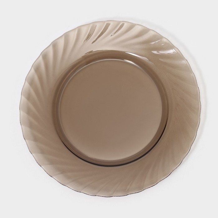 Тарелка обеденная стеклянная «Океан», d=24,5 см, цвет коричневый Тарелка обеденная стеклянная «Океан», d=24,5 см, цвет коричневый