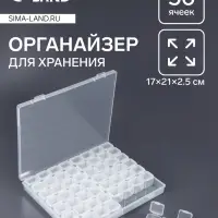 Органайзер для хранения мелочей QF, 56 ячеек, 21&times;17.5&times;2.5 см, прозрачный