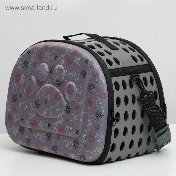 Складная сумка - переноска, 43.5&times;28&times;33 см, с отдельным входом, материал EVA, серая