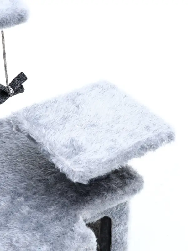 Домик для кошек с когтеточкой, квадратный, 3х-этажный, 33 × 42 × 63 см, ковролин, серая