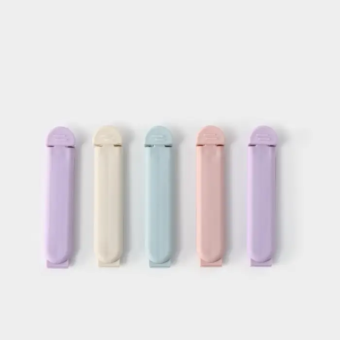 Зажимы для пакетов Доляна &laquo;Базис&raquo;, 5 шт., 7 см, пластик, МИКС