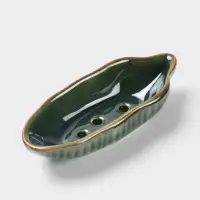 Мыльница &laquo;Листочек&raquo;, 11&times;4&times;2.5 см, керамика, зелёная