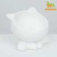 Миска керамическая &laquo;Киса&raquo; на подставке-лапках 200 мл 13&times;12&times;8 см, белая