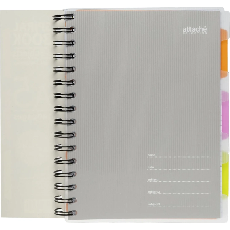 Бизнес-тетрадь 140л,кл,А5,SPIRAL BOOK Серый,евроспир,обл.пласт,раздел.84109