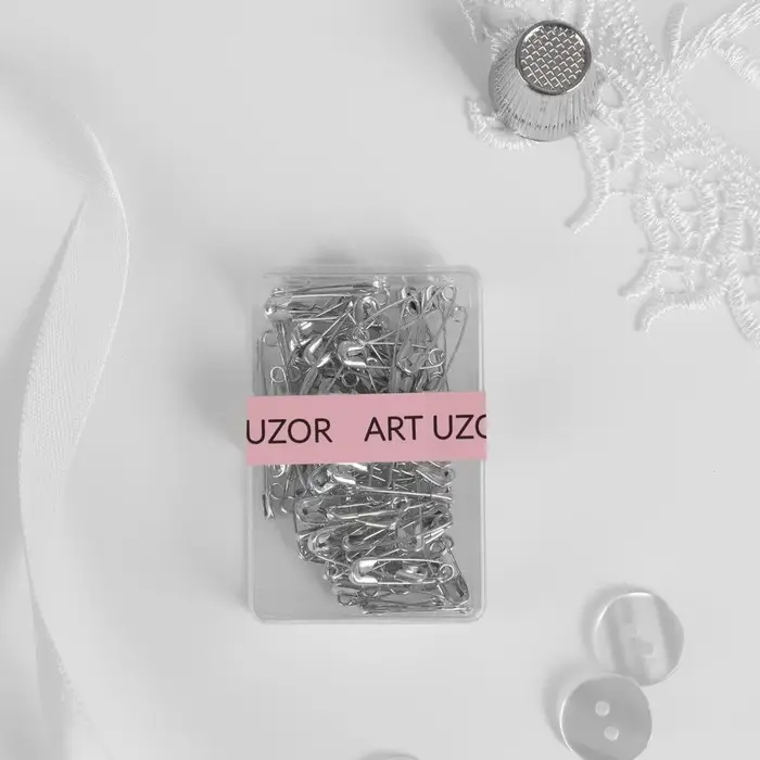 Булавки английские, 19 мм, 80 шт., цвет серебряный