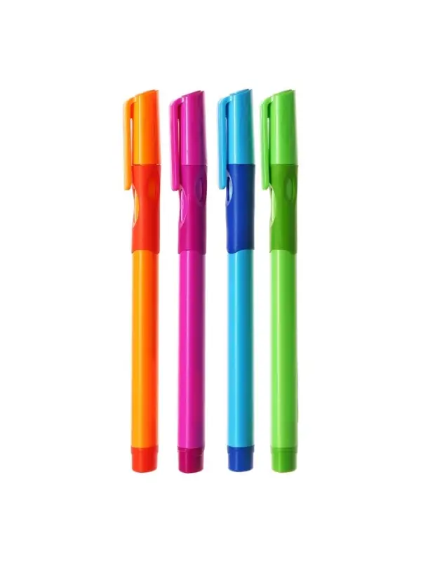 Ручка шариковая, 0.7 мм, стержень синий, корпус с резиновым держателем, МИКС