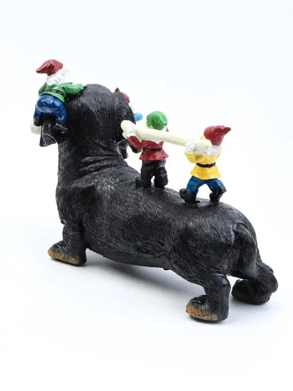 Садовая фигура из полистоуна &laquo;Такса с гномами&raquo;, 20&times;9&times;15 см