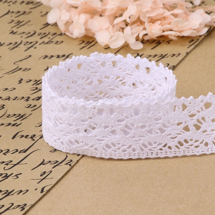 Кружево вязаное, 40 мм × 10 ± 1 м, цвет белый Кружево вязаное, 40 мм × 10 ± 1 м, цвет белый
