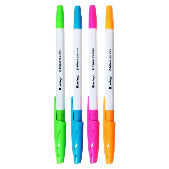 Ручка шариковая Berlingo. Tribase grip show, синий стержень, узел 0.7 мм, резиновый упор, МИКС