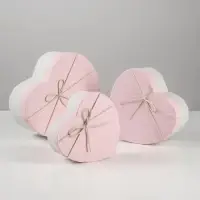 Набор подарочных коробок сердце 3 в 1, белый - розовый, 21&times;19&times;9 - 15.5&times;14&times;6 см