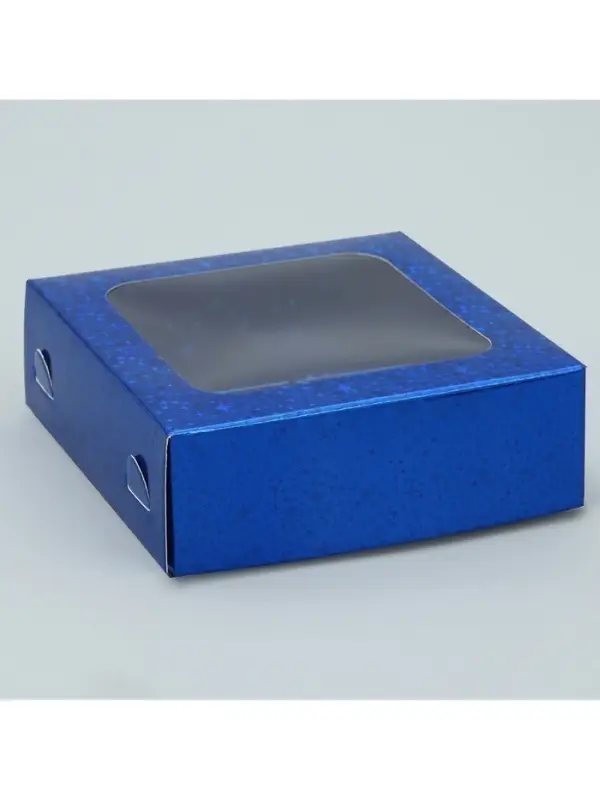 Коробка для конфет, кондитерская упаковка, 4 ячейки, &laquo;Синие звёздочки&raquo;, 10.5&times;10.5&times;3.5 см