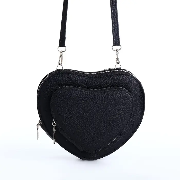 Сумка женская кросс-боди на молнии, в форме сердца, 20&times;5&times;16 см, чёрная