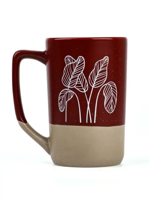 Кружка чайная керамическая &laquo;Листья&raquo;, 500 мл, ручная работа