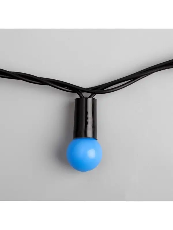 Гирлянда &laquo;Нить&raquo; 20 м с насадками &laquo;Шарики 1.5 см&raquo;, IP44, тёмная нить, 200 LED, свечение синее, 8 режимов, 220 В