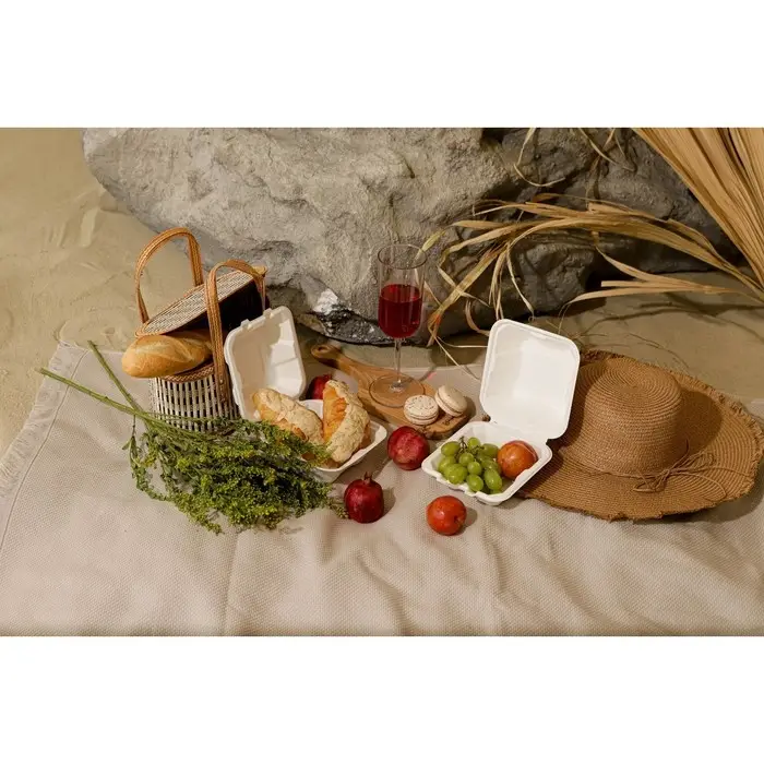 Ланч - бокс, коробка для бенто-торта и бургера, 450 мл, 15,2×15,4×8,8 см, сахарный тростник