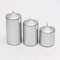 Свеча столбик 6&times;7.5, 10, 12.5 см, набор 3 шт., серебро