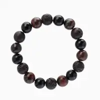 Браслет из бусин &laquo;Лава, Гематит, Тигровый глаз&raquo;, d=5.5 см, шар №10, чёрный