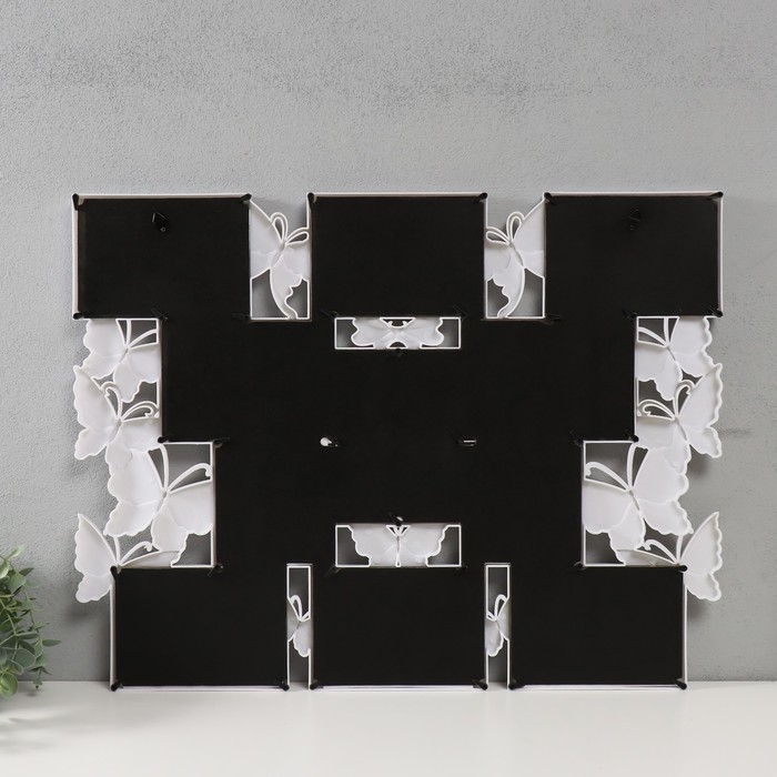 Фоторамка пластик на 11 фото 10х10, 10х15 см  Фоторамка пластик на 11 фото 10х10, 10х15 см "Бабочки" белая 48х63 см