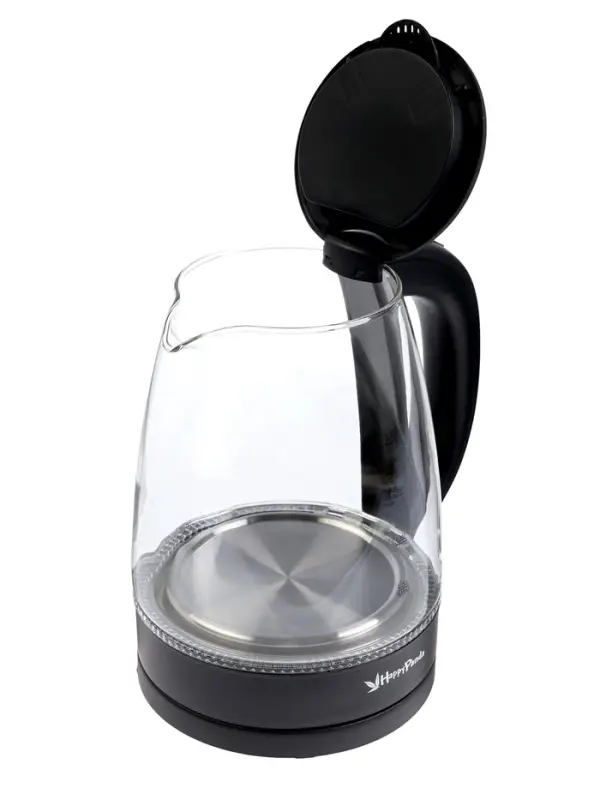 Чайник электрический Happy panda HP-2701BK, стекло, 1.8 л, 1800 Вт, чёрный