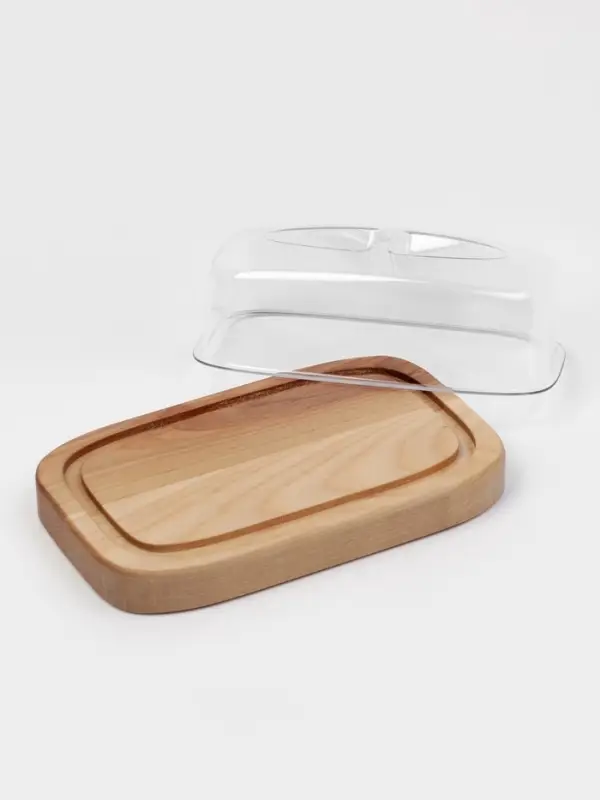 Маслёнка - сырница деревянная с крышкой Adelica, 17&times;11&times;6.5 см, берёза