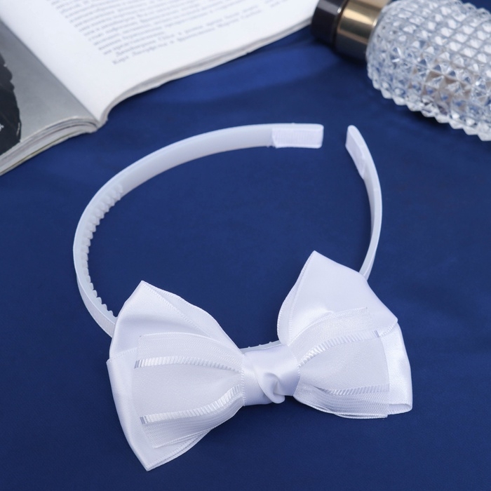 Ободок для волос  Ободок для волос "Школьница" бант классик стиль, 11х1 см, белый