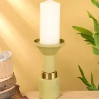 Подсвечник на 1 свечу текстурный «Оливковый», 10.5×10.5×19.5 см