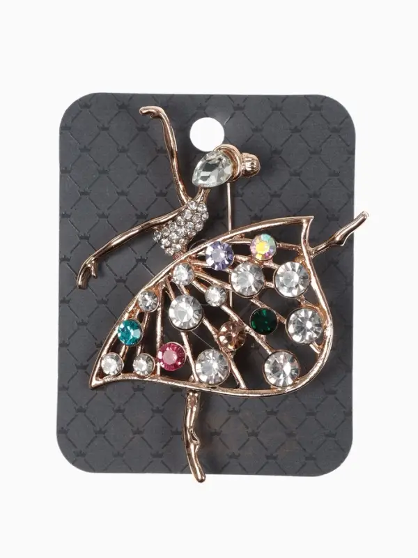 Брошь &laquo;Балерина&raquo;, в платье, цветная в золоте