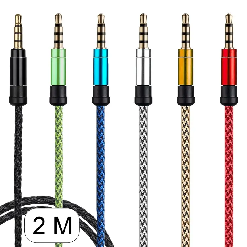 *Кабель AUX 2M 3.6 текстильный с металлическим креплением 3P