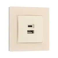 Розетка TOT Matte Glass, 5 В, 2.1 A, разъёмы USB-A + USB-C, стекло, скрытая, бежевая
