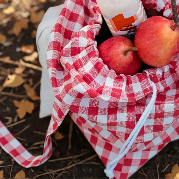 Сумка шоппер SL HOME Red cage, 50&times;50 см, 100% лён, 150 г/м2