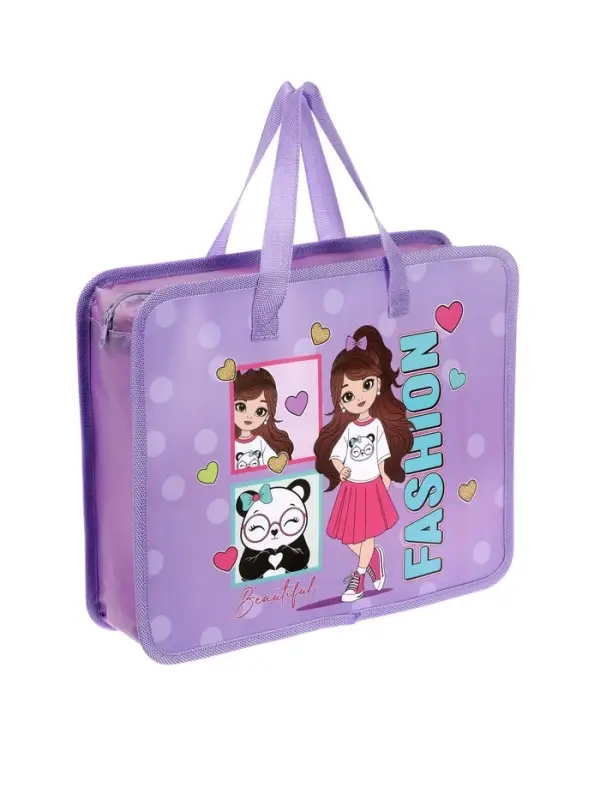 Папка с ручками &laquo;Модница&raquo;, А4, пластиковая, 70 мм, 322&times;256 мм