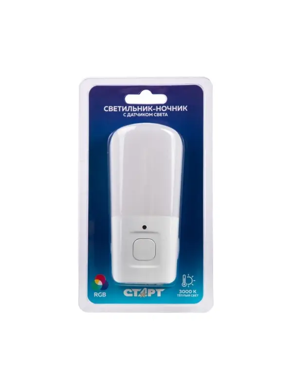 Ночник СТАРТ  NL 2LED "Комета" 1Вт, RGB, 3000К, 9.5х4х2.5/6.5 см, белый