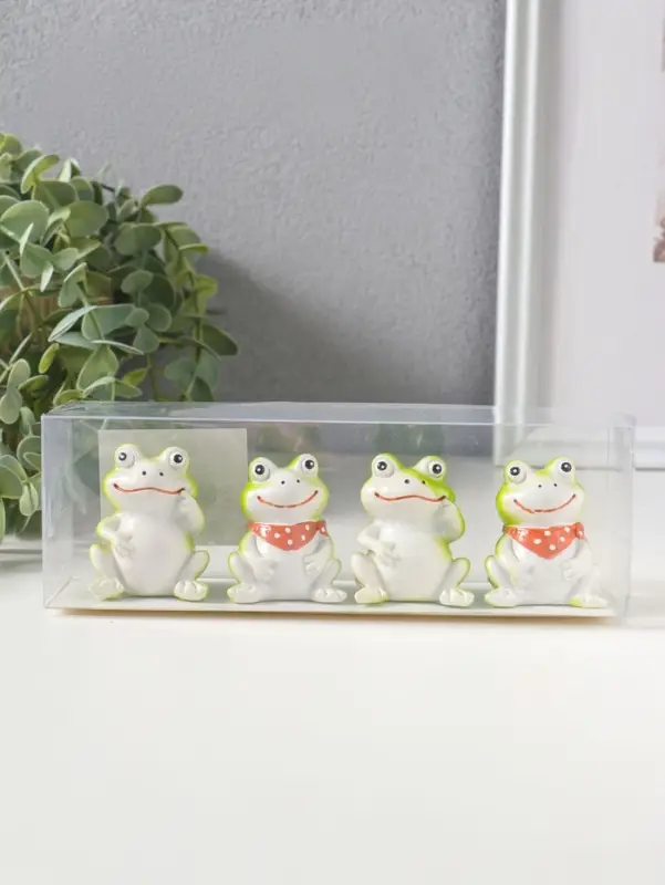 Сувенир полистоун "Зелёные лягушата" набор 4 шт 3х4х5 см