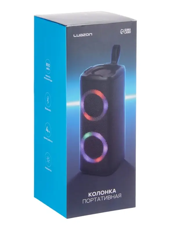 Портативная колонка Luazon LZZ-62, 10 Вт, 800 мАч, подсветка, micro SD, чёрная