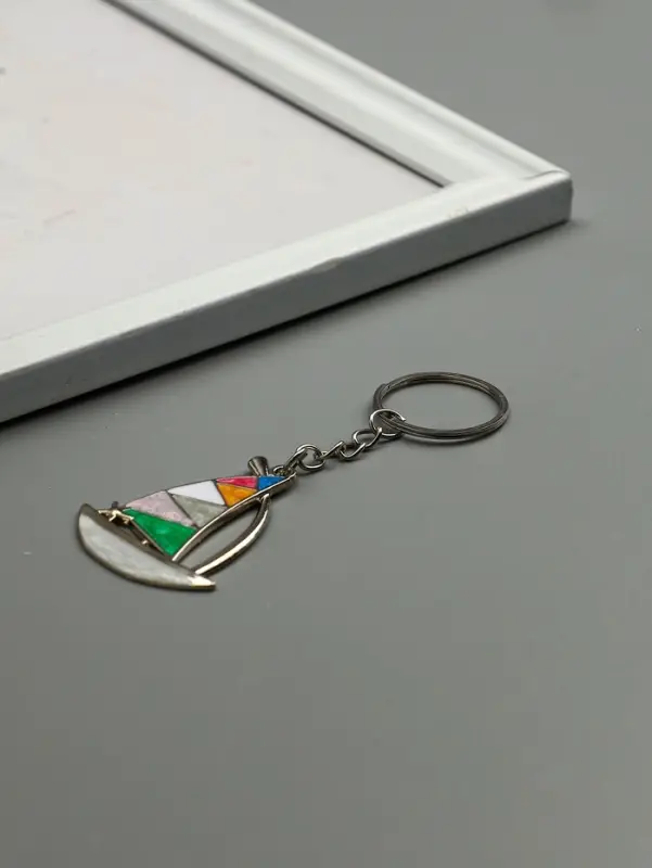 Брелок металл, эмаль "Парусник" 5х4х0,1 см