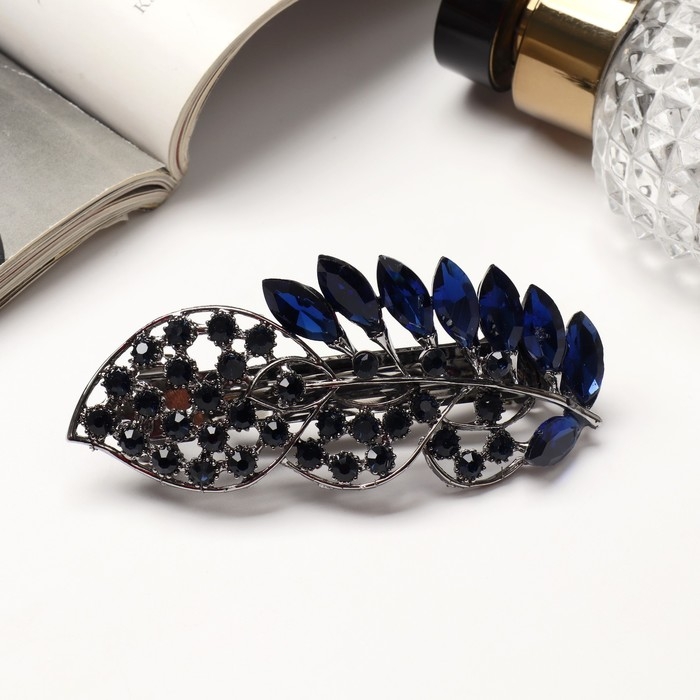 Заколка-автомат для волос Заколка-автомат для волос "Синий туман" драгоценный листок, 9 см