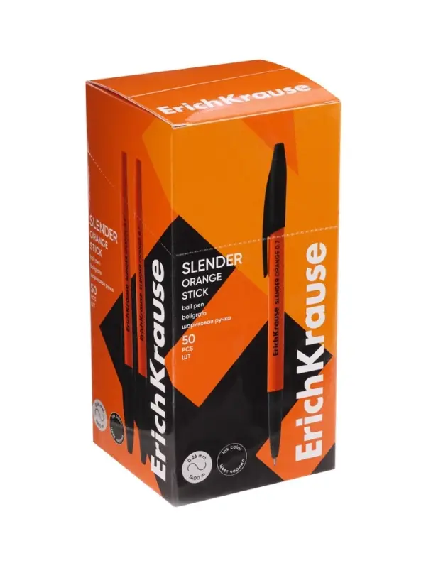 Ручка шариковая ErichKrause Slender Stick Orange, Super Glide, 0.7 мм, чёрная Ручка шариковая ErichKrause Slender Stick Orange, Super Glide, 0.7 мм, чёрная