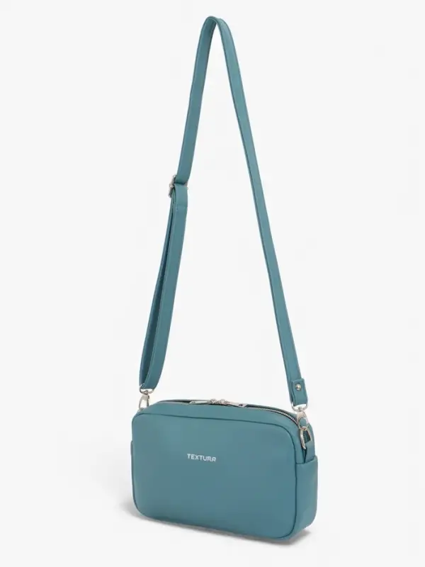 Сумка женская кросс-боди TEXTURA на молнии, 25&times;6&times;14 см, голубая