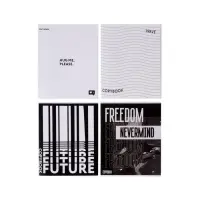 Тетрадь 48 листов в клетку, Calligrata Black and white, серые листы, МИКС